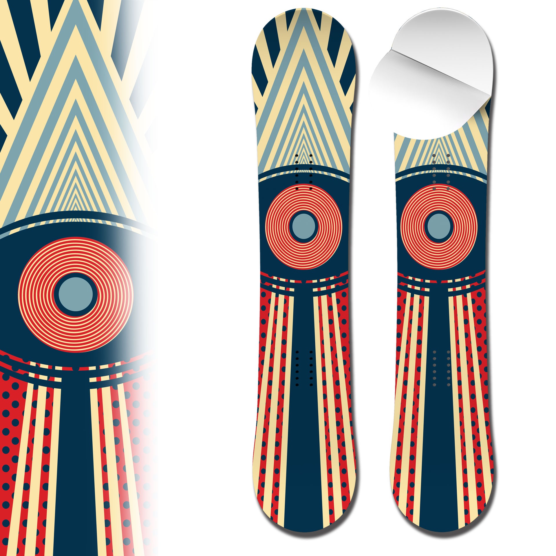 Snowboard Wrap geometric lines and eye pattern design