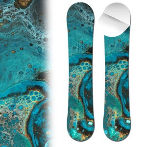 Snowboard wrap geode blue and teal pattern