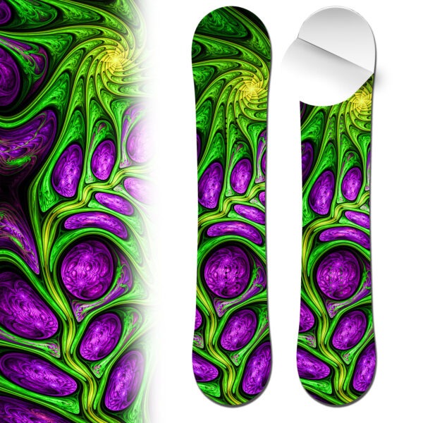 Snowboard wrap psychedelic purple and green