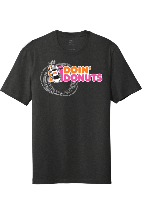 Doin'Donuts and Dunkin Donuts car and racing funny parody logo mash up apparel shirt