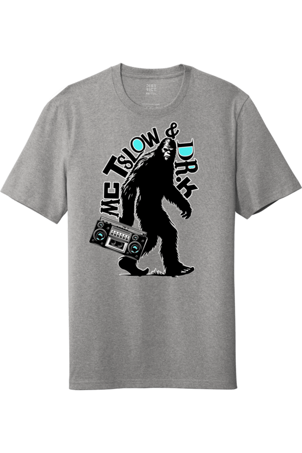 MC Tslow and Dr. K sasquatch big foot with boom box T Shirts Apparel Grey unisex shirt