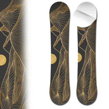 Snowboard wrap art typographic mountain and sunset snowboard skin