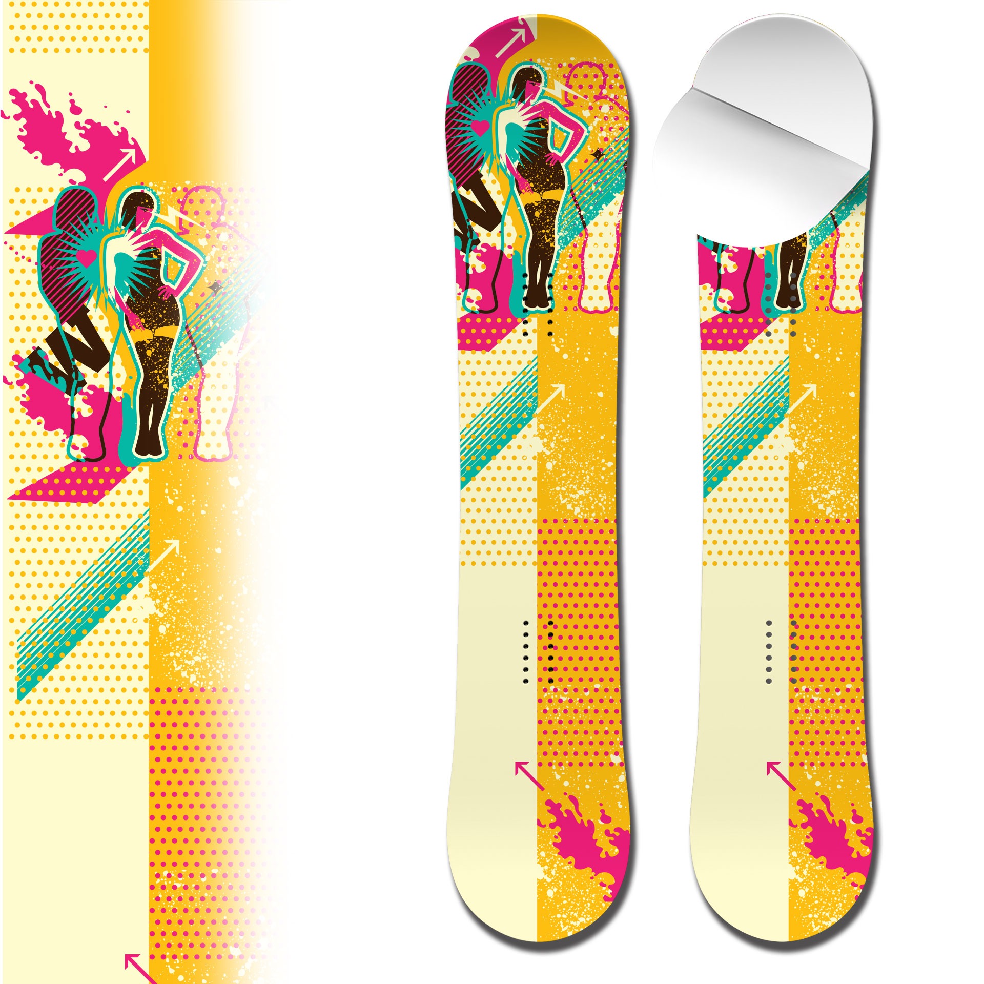 Snowboard wrap retro pop art woman adhesive vinyl snowboard skin