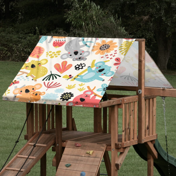 playset tarp swing set canopy koala bear pattern on playset roof