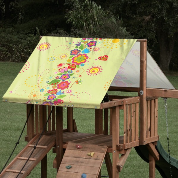 playset tarp swing set canopy floral swirl on playset roof