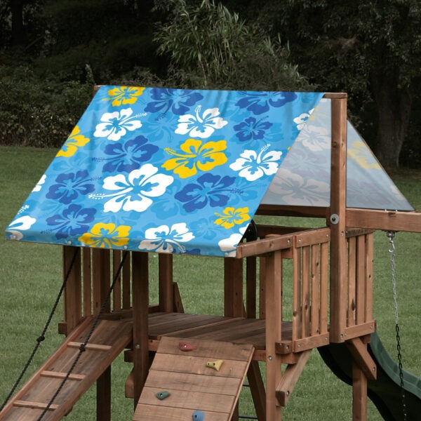 playset tarp swing set canopy aloha hawaiian flowers on playset roof