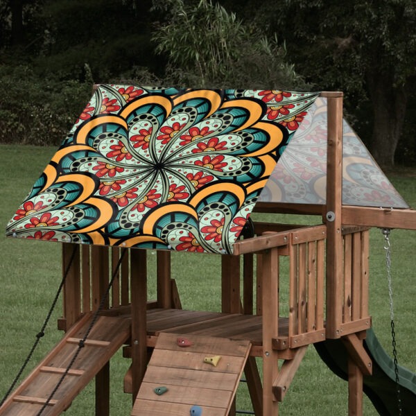 playset tarp swing set canopy flower kaleidoscope on playset roof