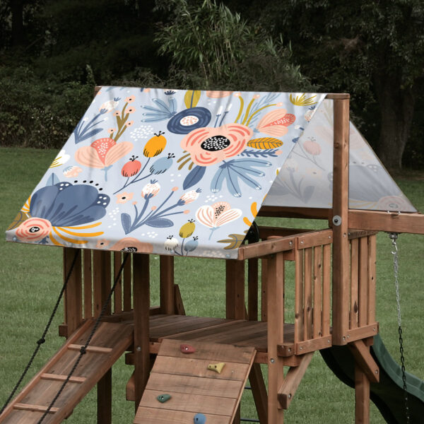 playset tarp swing set canopy pastel floral bouquet on playset roof