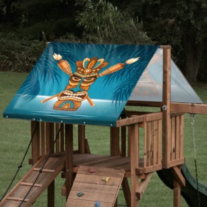 playset tarp swing set canopy night time tiki hut on playset roof