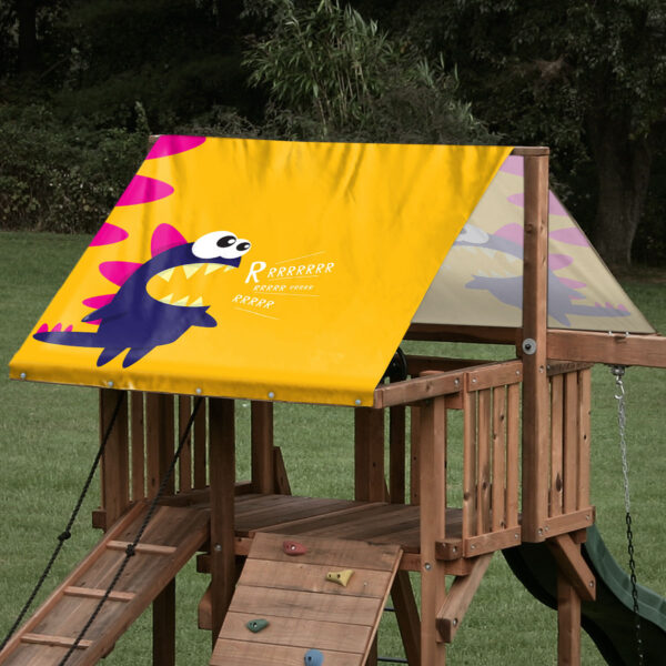 playset tarp swing set canopy purple monster on playset roof