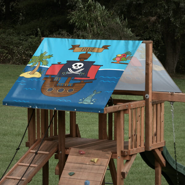 playset tarp swing set canopy pirate ship scene on playset roof