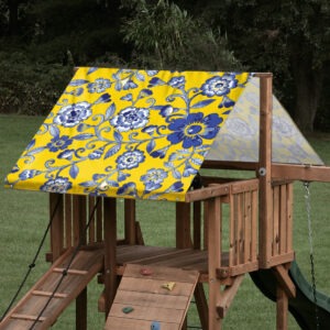 playset tarp swing set canopy blue floral on yellow on playset roof