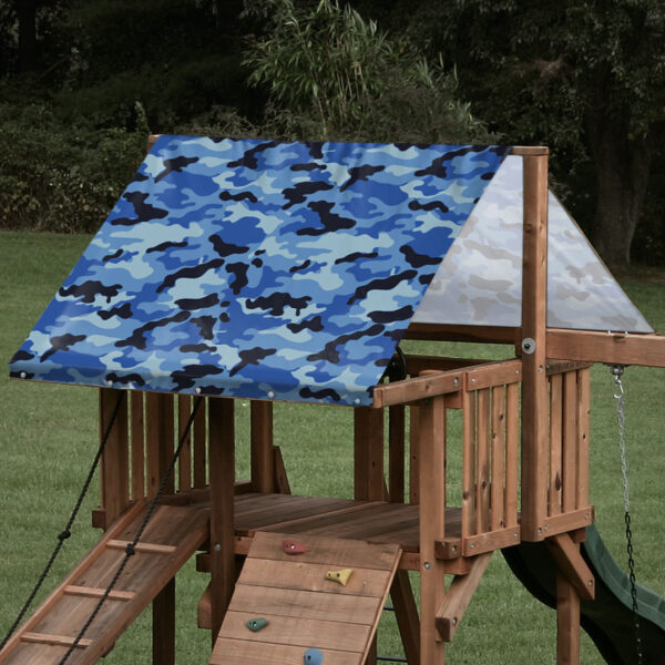 playset tarp swing set canopy blue camouflage pattern on playset roof