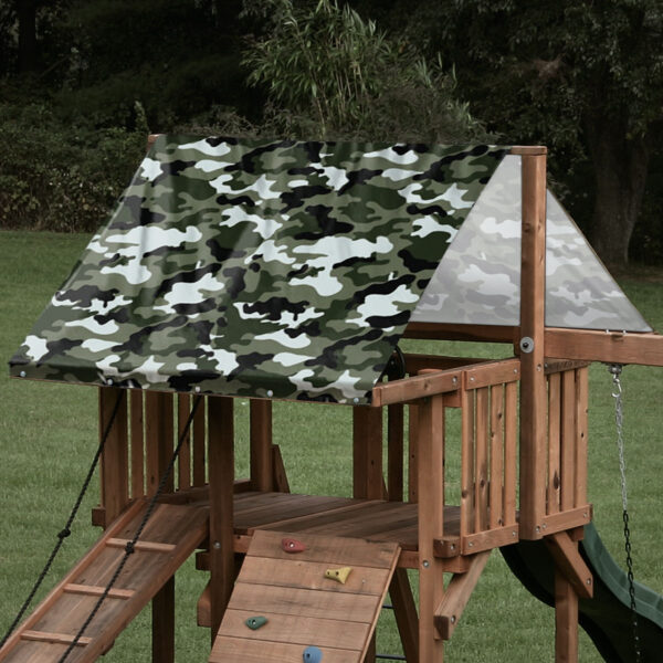 playset tarp swing set canopy army green camouflage pattern on playset roof