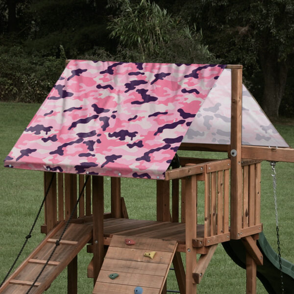 playset tarp swing set canopy pink camouflage pattern on playset roof