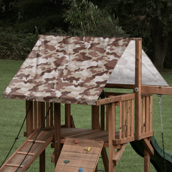 playset tarp swing set canopy tan brown camouflage pattern on playset roof