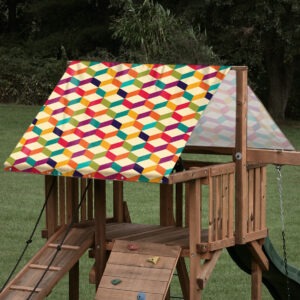 playset tarp swing set rainbow 3d-cube pattern pattern on playset roof