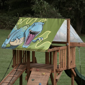 playset tarp swing set canopy t-rex dinosaur character on playset roof