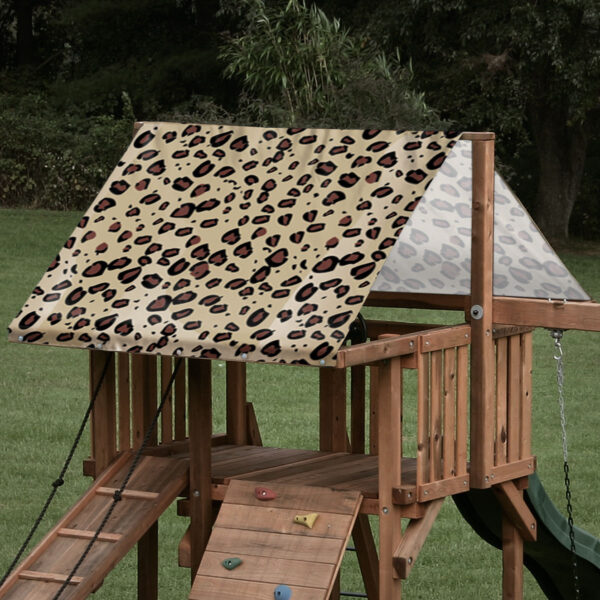 playset tarp swing set canopy cheetah pattern on playset roof