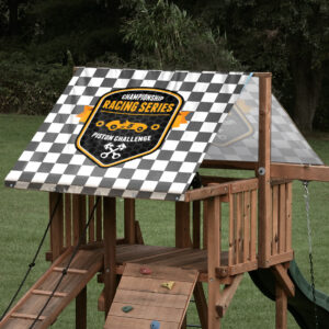 playset tarp swing set canopy racing checker flag design on playset roof