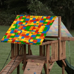 playset tarp swing set canopy rainbow lego blocks pattern on playset tarp