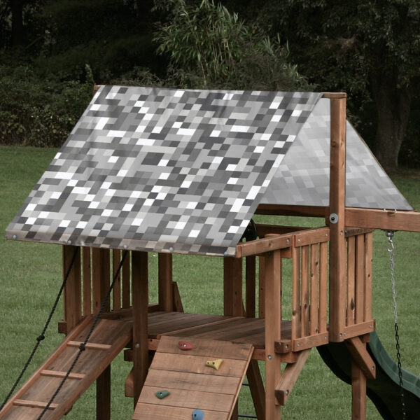 playset tarp swing set canopy minecraft pixel grey stone pattern on playset roof