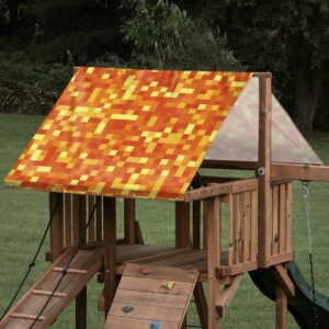 playset tarp swing set canopy minecraft pixel orange lava pattern on playset roof