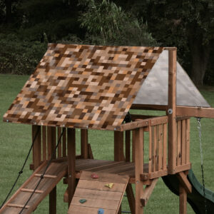 playset tarp swing set canopy minecraft pixel dirt brown pattern on playset roof