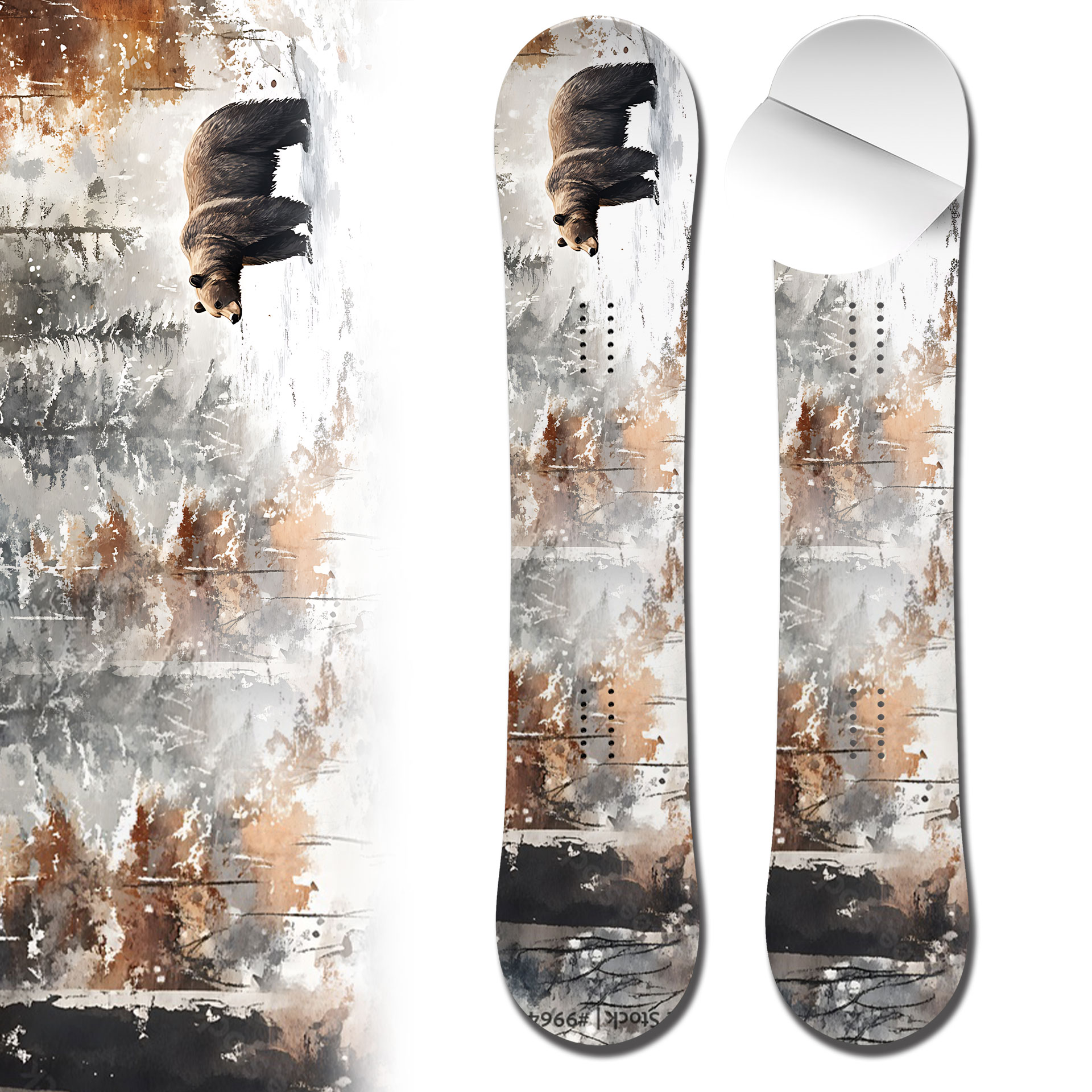 Snowboard Wrap Brown Grizzly Bear Snowboard Skin