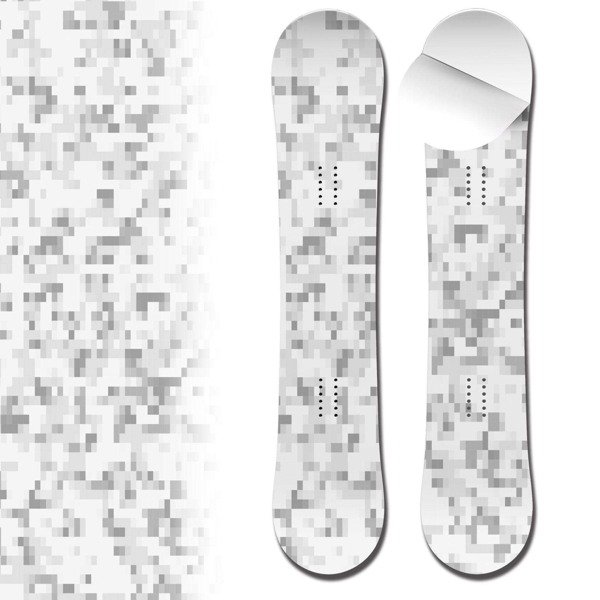 Snowboard Wrap 0040 White Snow Pixelated Camouflage Pattern