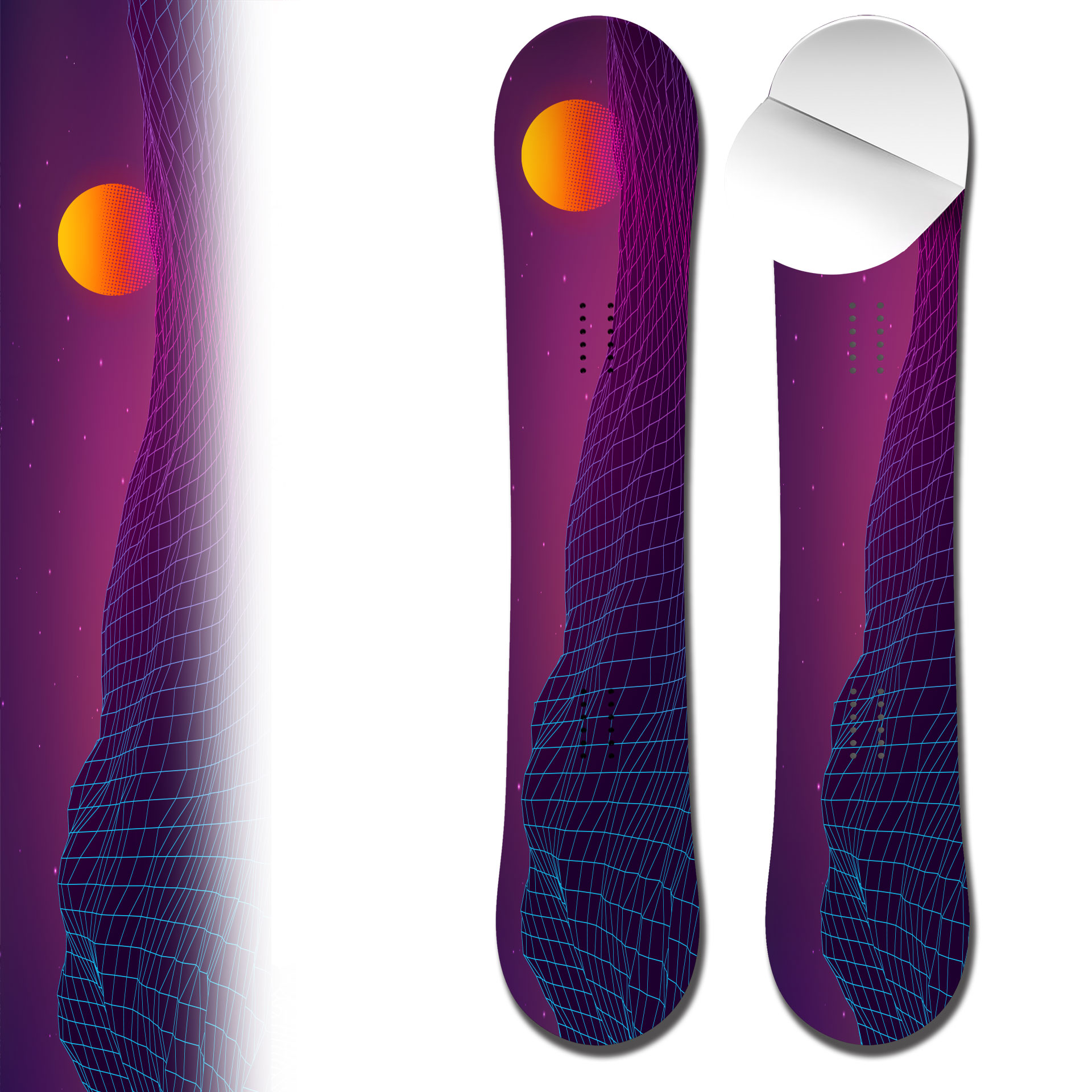 Snowboard Wrap 0048 Retro Wave Futuristic 1980 Landscape