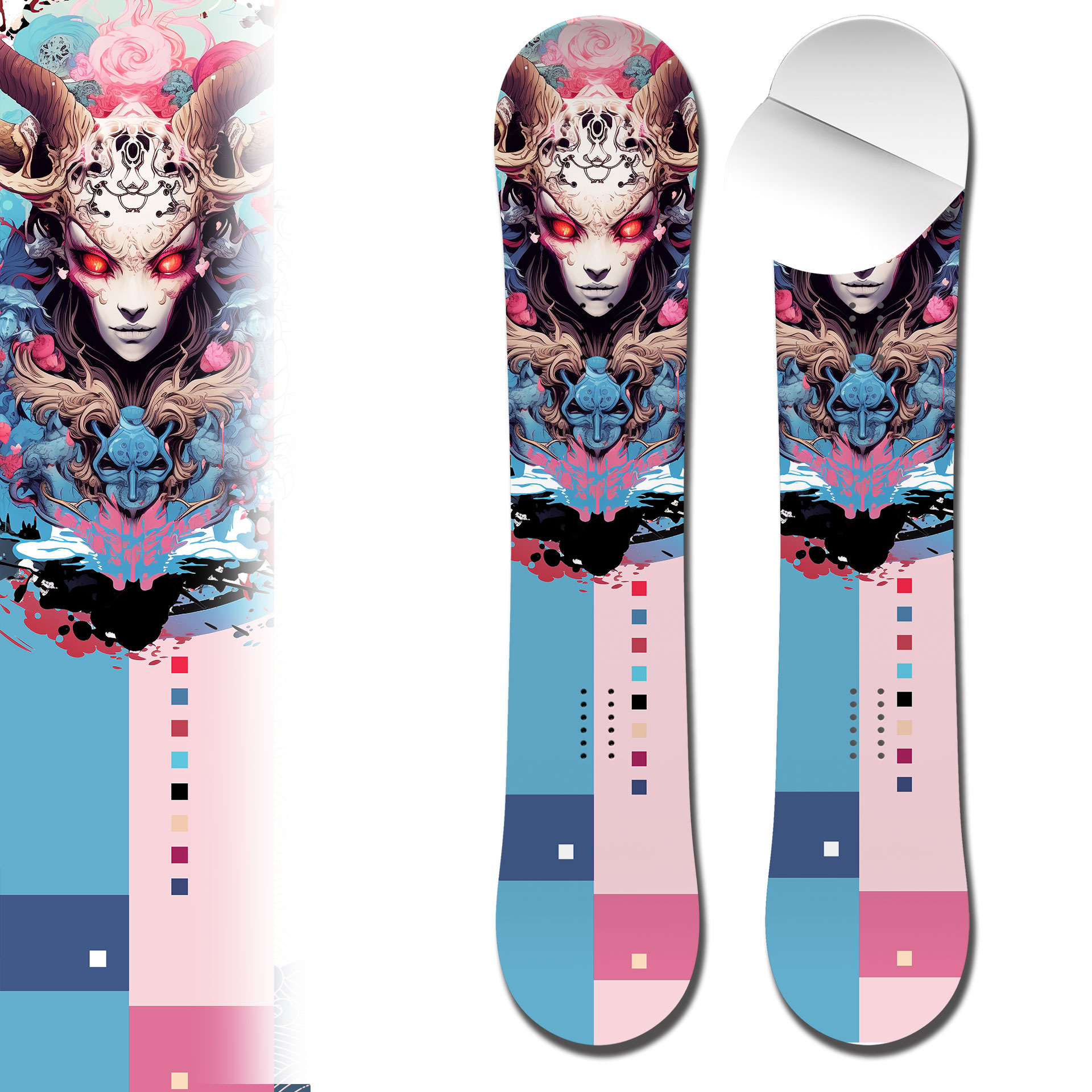 Snowboard Wrap 0065 Anime Horned Character Snowboard Wrap