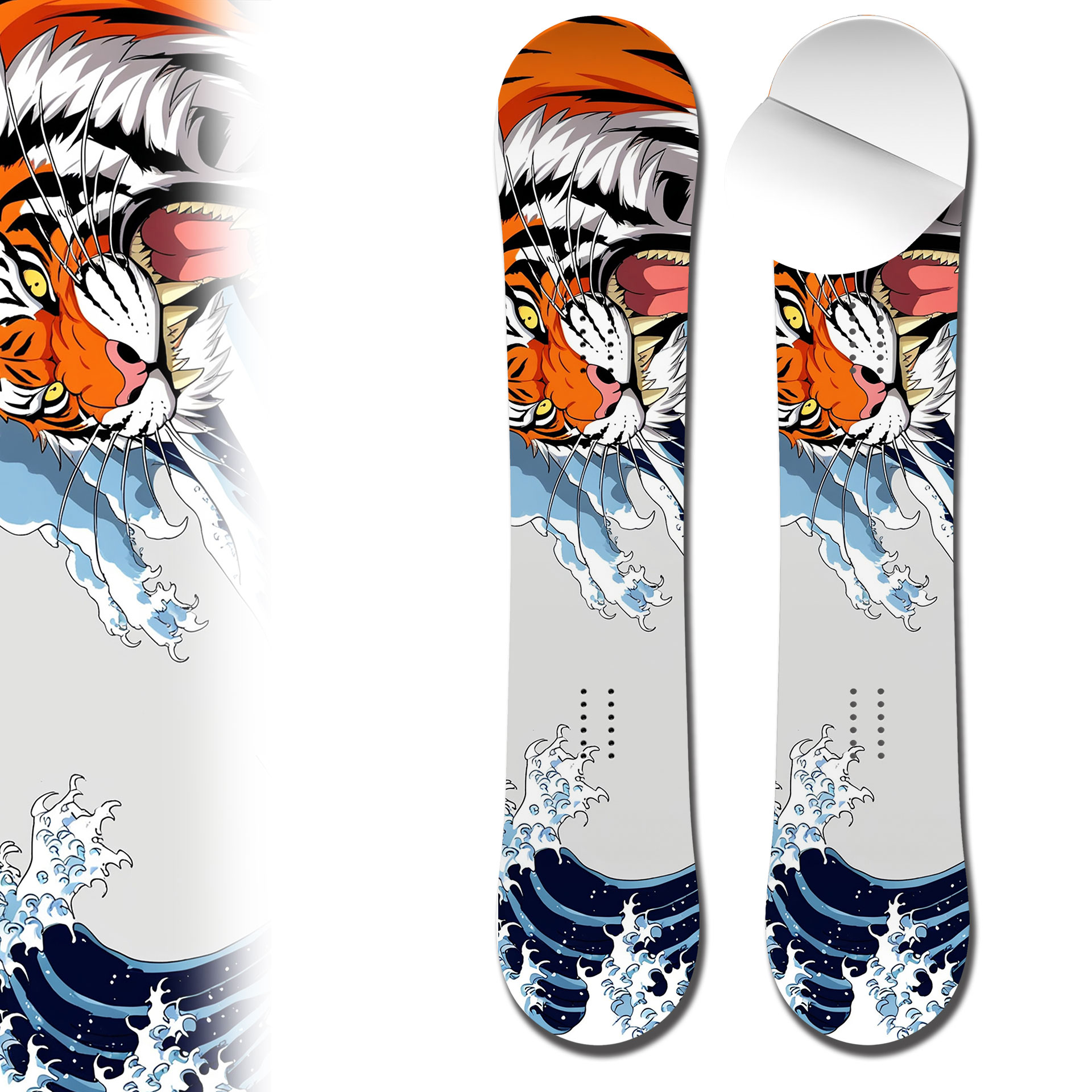 Snowboard Wrap 0066 Roaring Tiger and Wave Snowboard Wrap