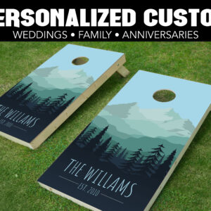 Personalized Family Cornhole Board Wraps - CH-0022-Mountains and Forest