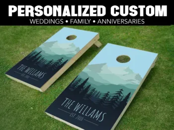 Personalized Family Cornhole Board Wraps - CH-0022-Mountains and Forest
