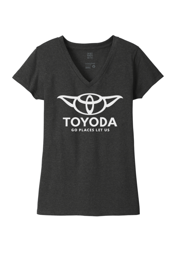 Toyoda T-Shirt Yoda and Toyota logo funny parody t-shirt logo mash up dark grey v-neck