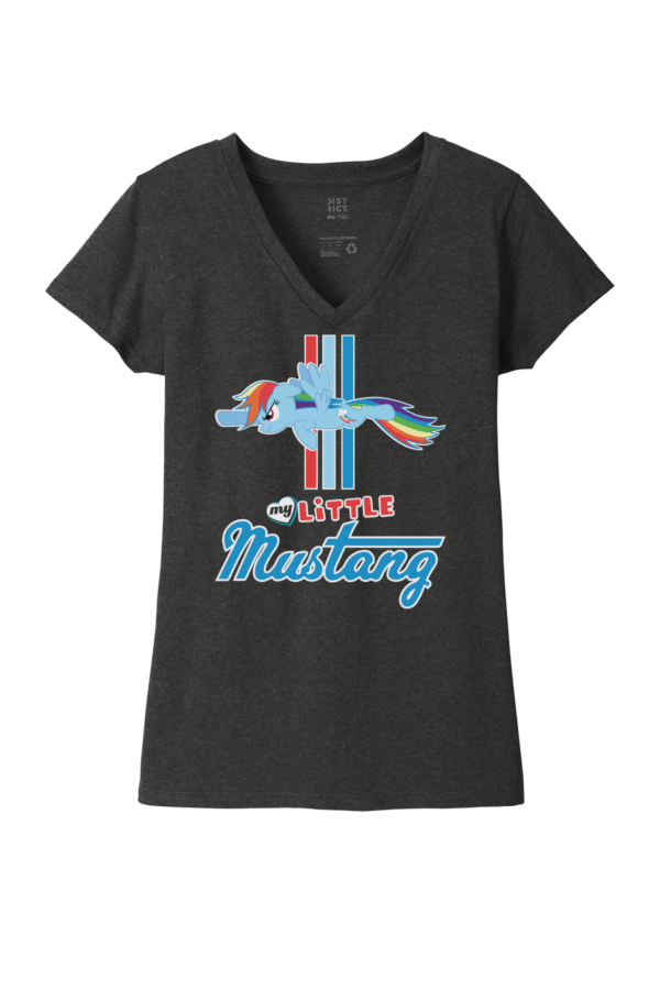 My LIttle Pony and Mustang logo funny parody t-shirt logo mash up dark grey v-neck