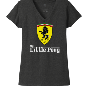 My LIttle Pony and Ferrari logo funny parody t-shirt logo mash up dark grey v-neck