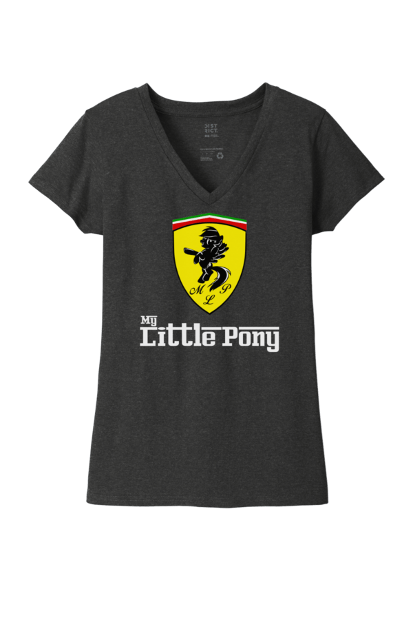 My LIttle Pony and Ferrari logo funny parody t-shirt logo mash up dark grey v-neck