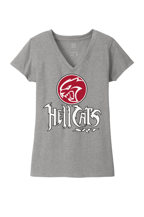 ThunderCats and Dodge Hell Cat logo funny parody t-shirt logo mash up light grey v-neck