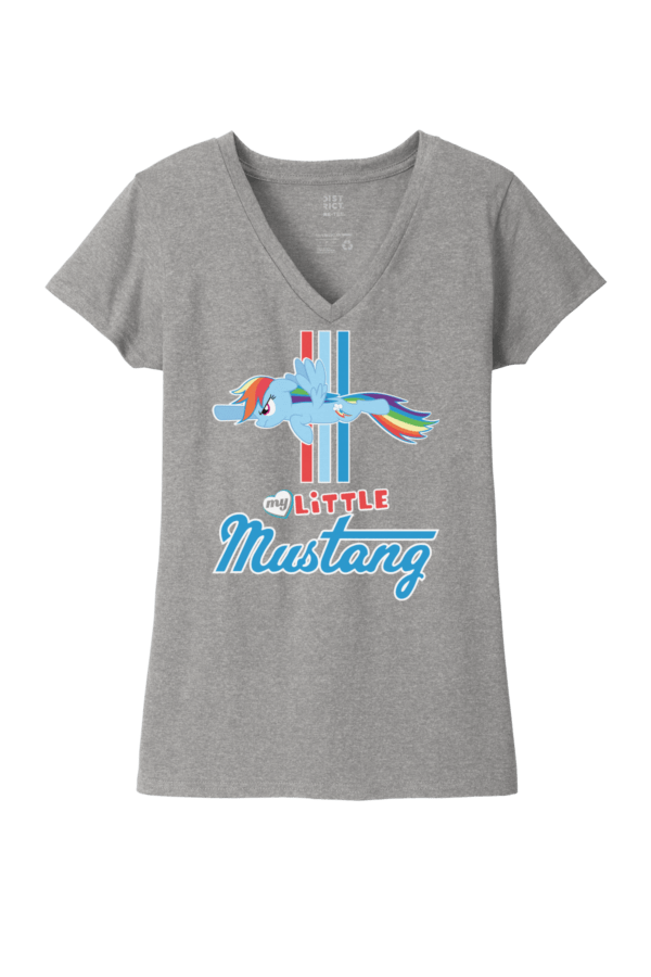 My LIttle Pony and Mustang logo funny parody t-shirt logo mash up light grey v-neck