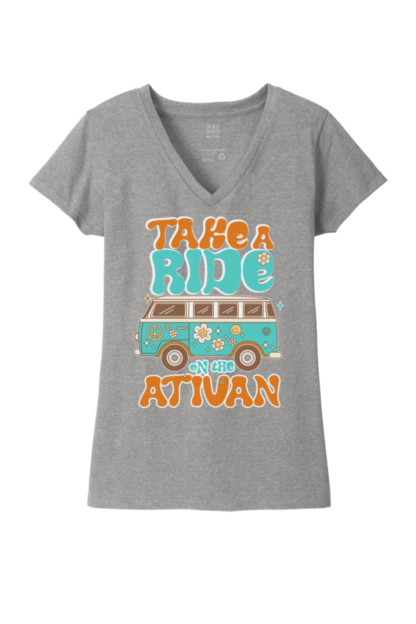 Ativan funny t-shirt take a ride on the Ativan Shirt parody light grey v-neck