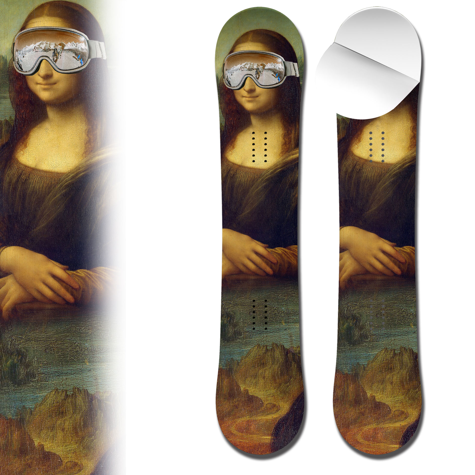 Snowboard Wrap 0060 Mona Lisa with Goggles Snowboard Wrap