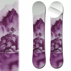 0099 Pink Watercolor Mountain Island Snowboard Wrap