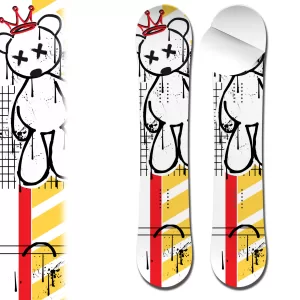 0104-Graffitti Teddy Bear Melting Wrap for Snowboard