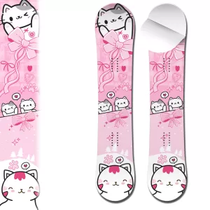 Wrap 0096-Pink Ribbon Kitty Snowboard Wrap