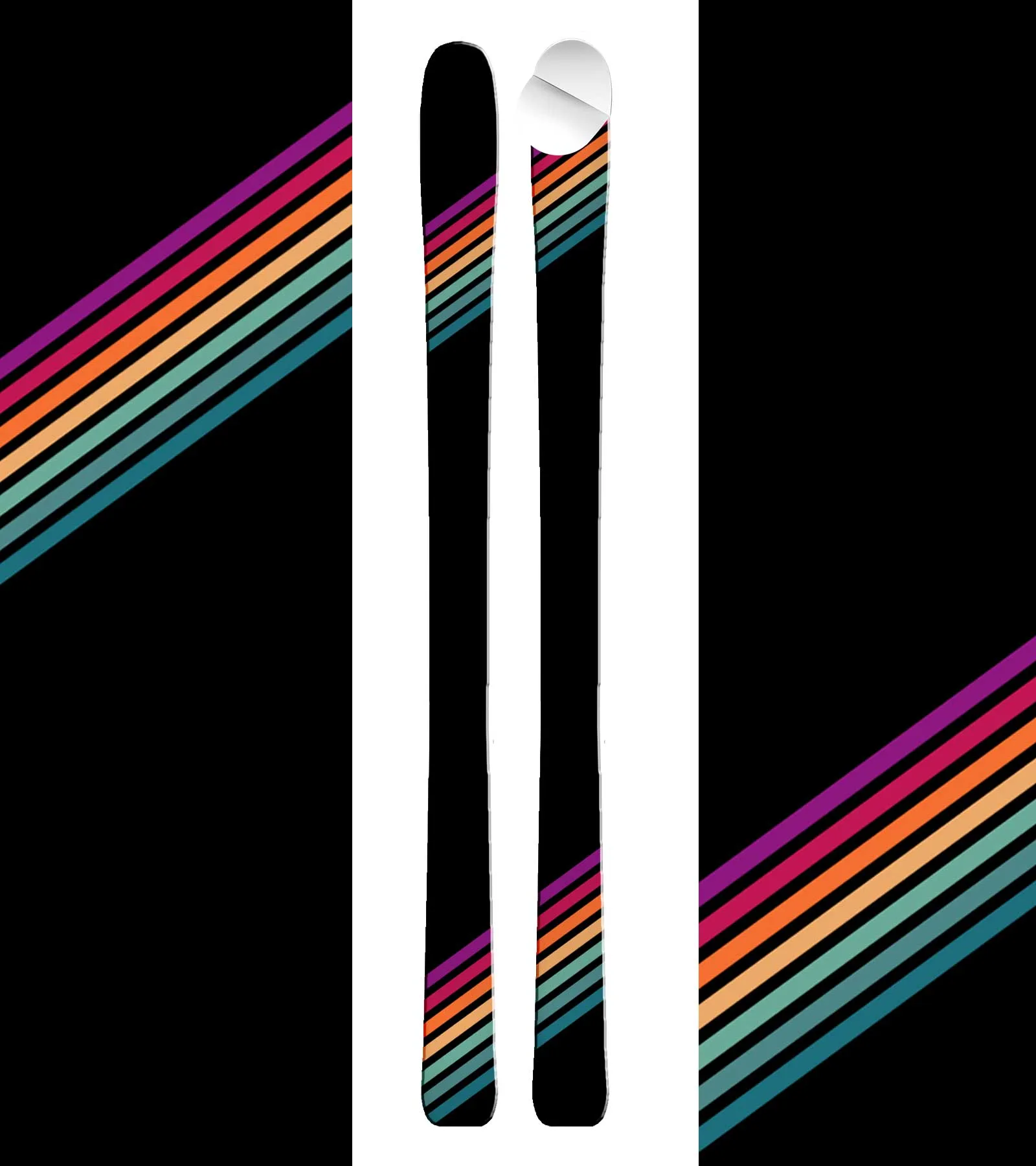 Ski Wrap - 2005 Retro Rainbow Stripe - 3M Adhesive Laminated Vinyl - Image 3