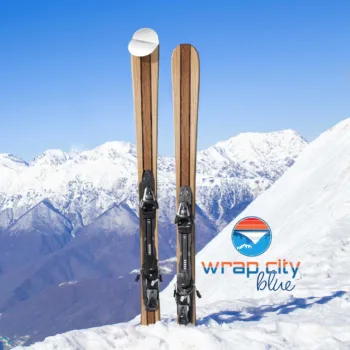 Ski Wrap - 2007 Vintage Wood Stripe Full Ski Sticker- 3M Adhesive Laminated Vinyl