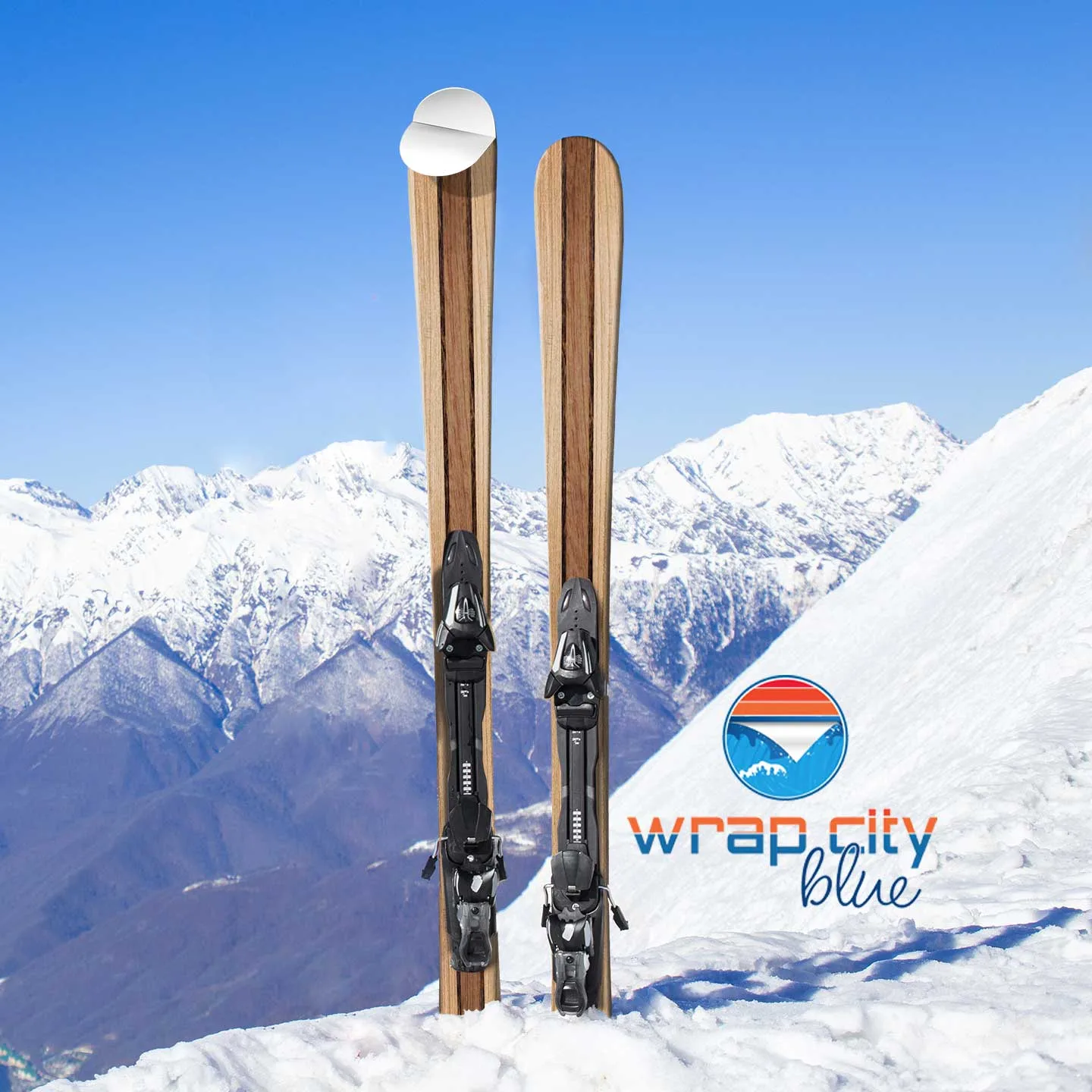 Ski Wrap - 2007 Vintage Wood Stripe Full Ski Sticker- 3M Adhesive Laminated Vinyl