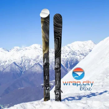 Ski Wrap - #2010 Topographic Mountain Wood Texture- 3M Adhesive Vinyl Laminated Ski Sticker